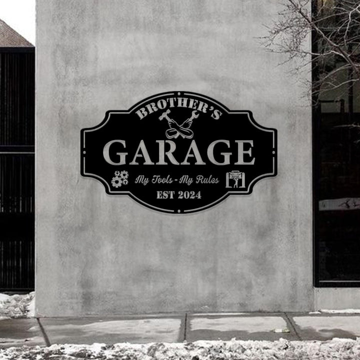 Personalized Fathers Day Sign, Workshop Sign Wall Art, Papas Work Shop Metal Sign, Garage Sign, Personalized Gift for Dad, Gift For Grandpa