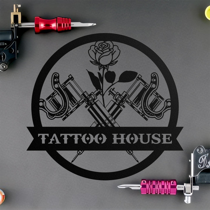 Personalized Tattoo Artist Metal Wall Art LED Light, Custom Ink Studio Name Sign, Home Decor, Machine Shop Decoration, Man Cave,Gift For Dad