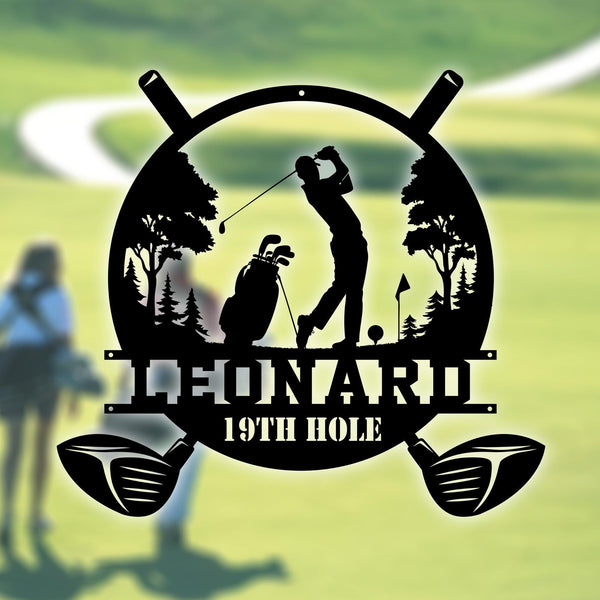 Custom Golf Metal Wall Sign-Personalized Golf Metal Wall Art-Golf Metal Wall Decor-Golf Gifts-19th Hole Sign-Golf Metal Name Sign-Golf Decor