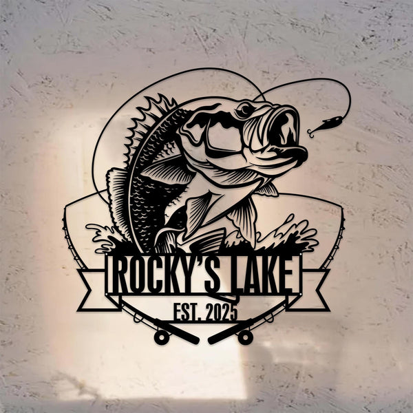 Custom Metal Fish Sign,Fishing Gifts for Men,Personalized Fishing Metal Art,Fisherman Gift,Fish Metal Name Sign,Bass Fishing Metal Monogram