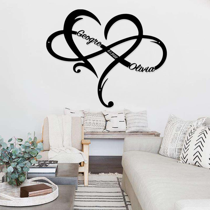 Personalized Love Heart Infinity Metal Sign, Custom Couple Sign, Eternal Love Symbol, Lover's Gift, Anniversary Gift, Bridal Shower Gift