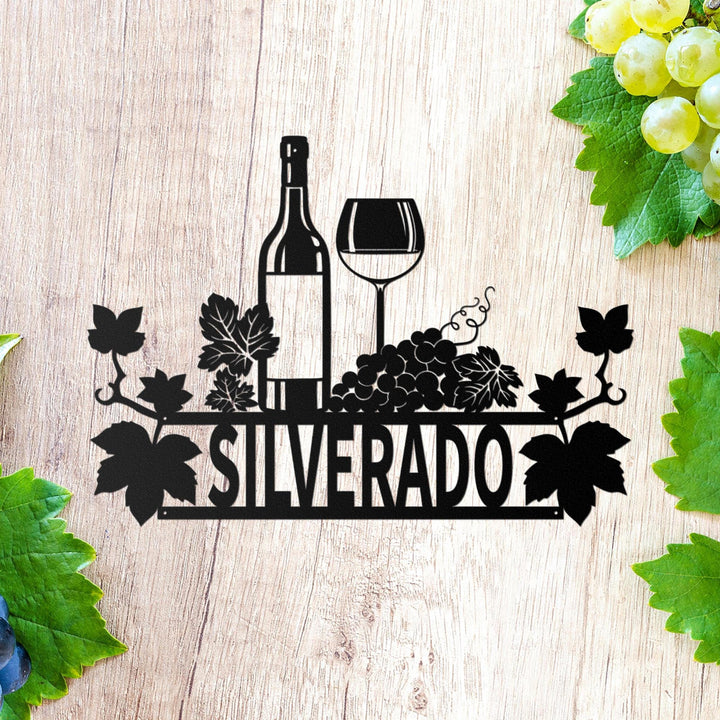 Custom Wine Sign, Vino Wine Glasses Metal Wall Art, Floral Wine Wall Decor, Personalized Wine Bar Sign, Kitchen Decor, Mothers Day Gift
