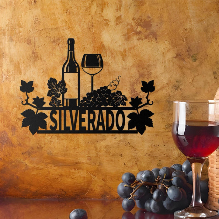 Custom Wine Sign, Vino Wine Glasses Metal Wall Art, Floral Wine Wall Decor, Personalized Wine Bar Sign, Kitchen Decor, Mothers Day Gift