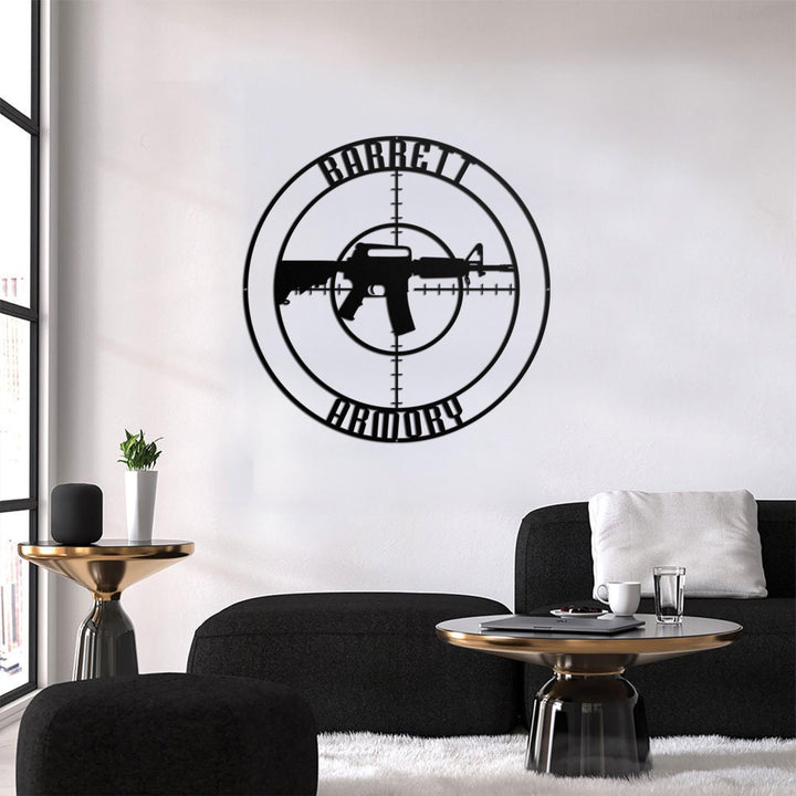 Custom Gun Metal Sign LED Light, Gun Metal Wall Art, Personalized Armory Sign, Armory Decor, Military Decor, Veteran Gift, Custom Gun Sign
