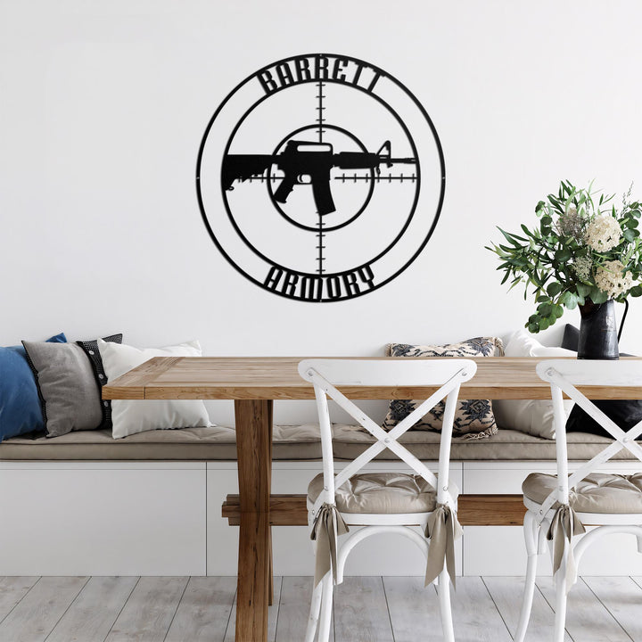 Custom Gun Metal Sign LED Light, Gun Metal Wall Art, Personalized Armory Sign, Armory Decor, Military Decor, Veteran Gift, Custom Gun Sign