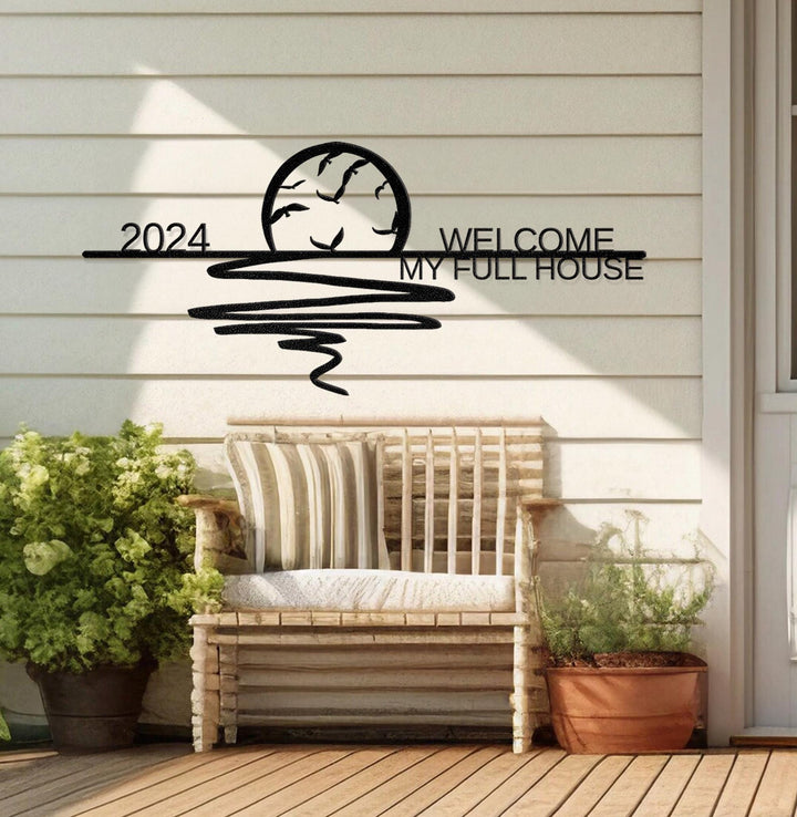 Personalized Family Name Sign Metal Wall Art, Sunrise Wall Decor, Custom Address Number Sign, Outdoor Decor, Front Porch, Housewarming Gift
