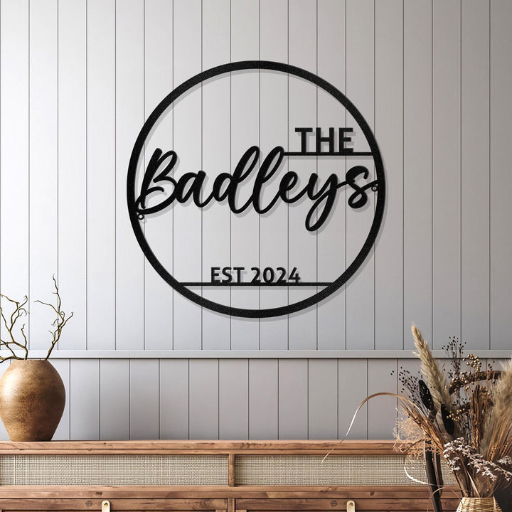 Personalized Family Name Metal Sign, Housewarming Gift, Metal Monogram Sign, Door Hanger, Last Name Sign, Metal Wall Art, established sign