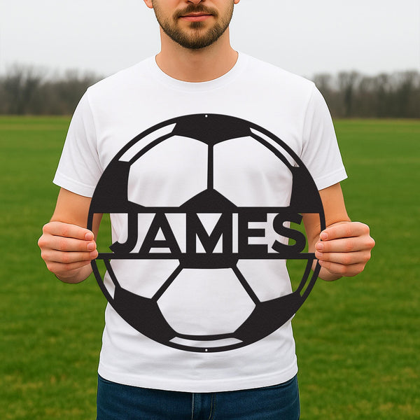 Personalized Soccer Ball Name Sign, Metal Wall Art, Soccer Name Sign, Sports Name Sign, Gift For Soccer Football Players, Sports Wall Art