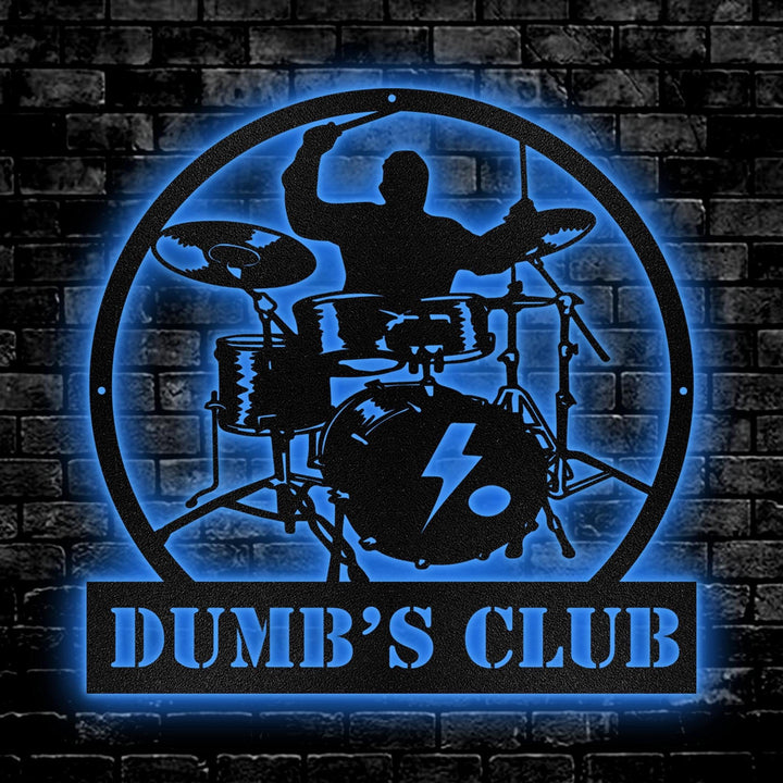Custom Drummer Male Metal Wall Art With LED Light, Personalized Drummer Metal Signs, Musical Instrument Metal Wall Decor, Music Wall Hanging