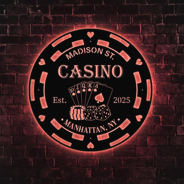 Poker Wall Art With LED Lights, Poker Decor Wall Led Sign, Poker RGB Color Led Light Sign, Christmas Gift, Birthday Gift, Casino Wall Sign