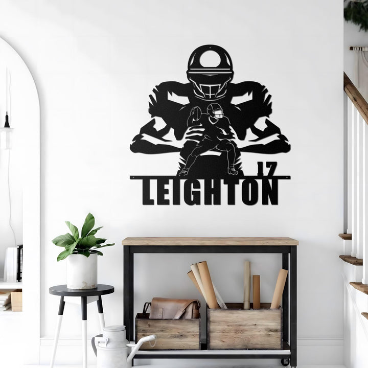 Custom American Football Player Metal Sign Led Lights, Custom Us Player Lover Sign, Home Decor, Kid Boy Nursery Decoration, Fathers Day Gift