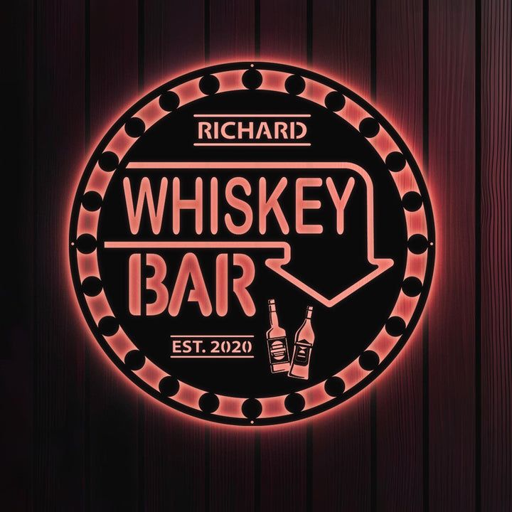 The Bar LED Sign Personalized Metal Sign Home Bar Sign Cabin Family Name Sign Man Cave Sign Bar Decor LED Metal Bar Sign Outdoor Kitchen Bar