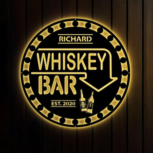The Bar LED Sign Personalized Metal Sign Home Bar Sign Cabin Family Name Sign Man Cave Sign Bar Decor LED Metal Bar Sign Outdoor Kitchen Bar