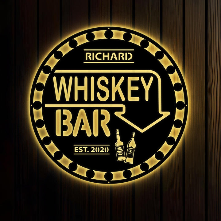 The Bar LED Sign Personalized Metal Sign Home Bar Sign Cabin Family Name Sign Man Cave Sign Bar Decor LED Metal Bar Sign Outdoor Kitchen Bar