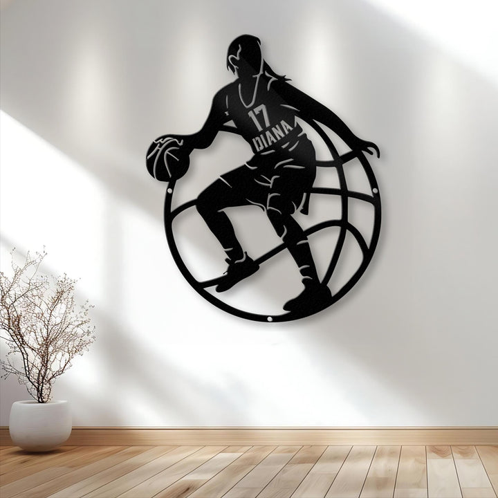 Custom Female Basketball Metal Sign, Personalized Girl Player Name Sign, Basketball Metal Name Sign, Basketball Sport Wall Decor, Home Decor