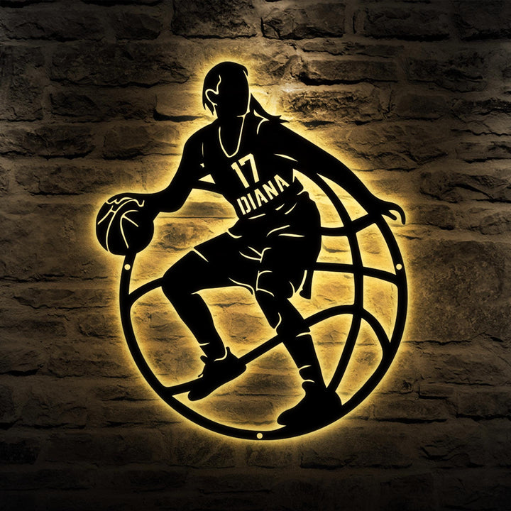 Custom Female Basketball Metal Sign, Personalized Girl Player Name Sign, Basketball Metal Name Sign, Basketball Sport Wall Decor, Home Decor