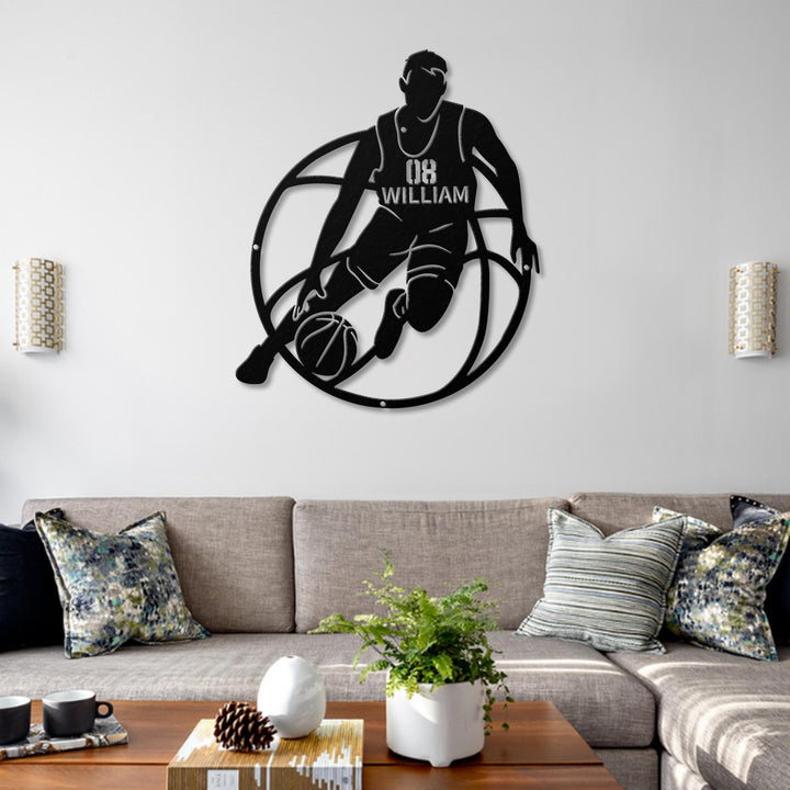 Custom Basketball Metal Sign, Basketball Metal Sport Decor, Basketball Name Sign, Basketball Sport Wall Decor, Home Decor, Father's Day Gift