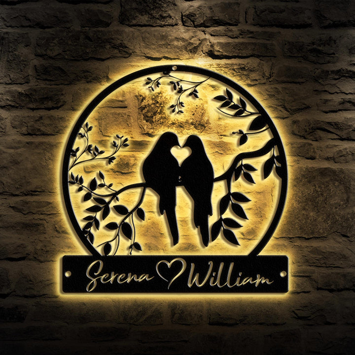 Custom Metal Love Birds Rustic Wedding Decor, Custom Wedding Gifts, Personalized Wedding Anniversary Gifts, Bridal Shower Sign Garden Sign