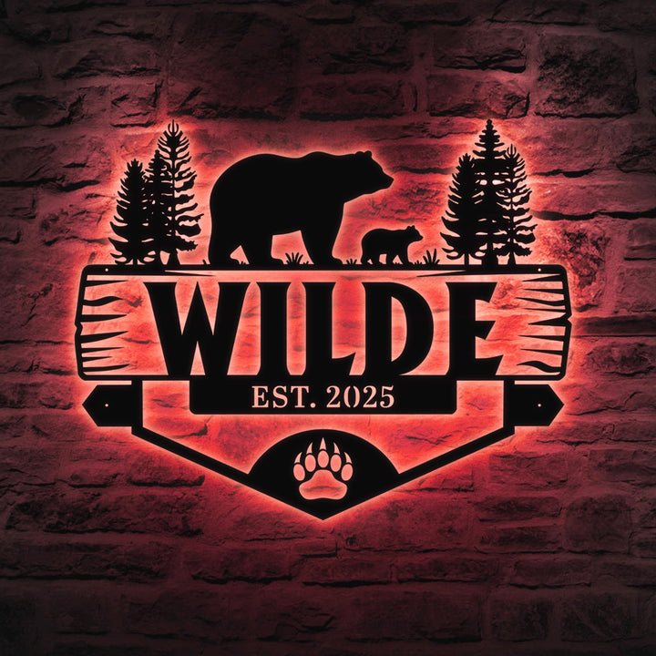 Custom Wildness Bear Cabin Metal Sign, Personalized Bear Metal Sign, Cabin Decor, Outdoor Bear Decor, Rustic Bear Cabin Design, Door Decor