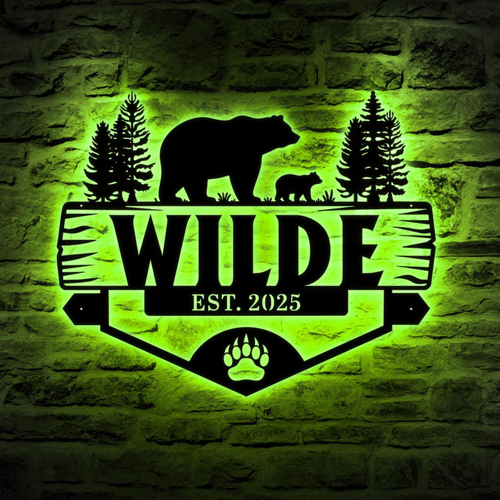 Custom Wildness Bear Cabin Metal Sign, Personalized Bear Metal Sign, Cabin Decor, Outdoor Bear Decor, Rustic Bear Cabin Design, Door Decor