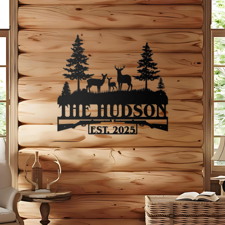 Personalized Hunting Metal Sign With LED Lights, Custom Metal Family Name Sign, Hunting Address Metal Sign, Gift For Dad, Fathers Day Gift
