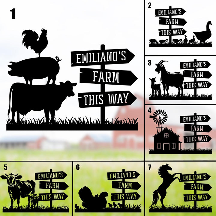 Personalized Animals Outdoor Farm Metal Sign, Custom Shape Metal Name Sign, Welcome Farm Animals Metal Sign, Farm Lovers Gift, Gift For Dad