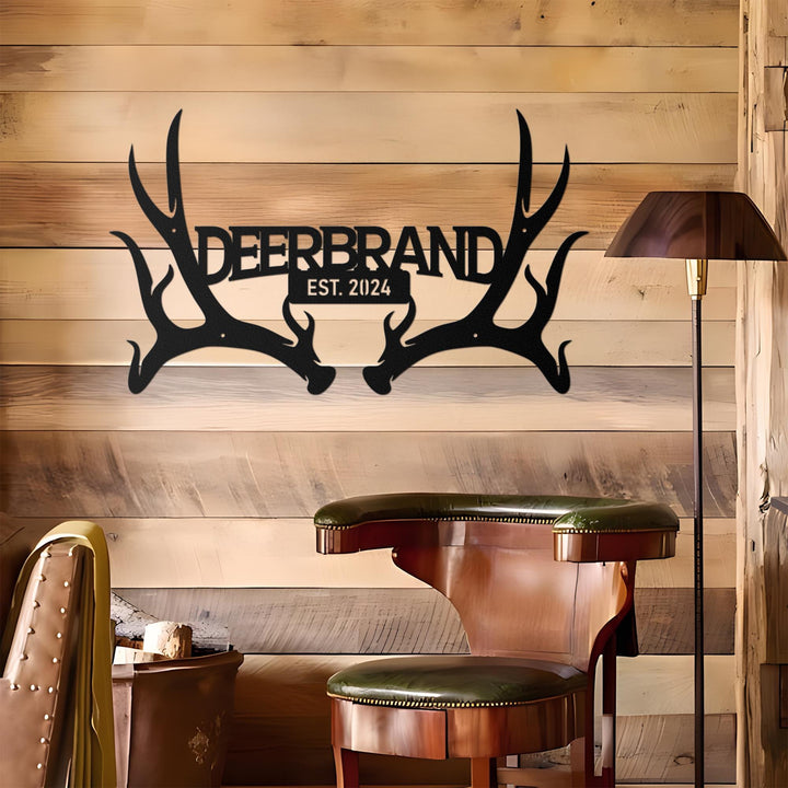 Custom Deer Antler Family Monogram Sign, Hunter Gift, Hunting Sign, Personalized Family Name Sign, Deer Sign, Father's Day Sign Gift For Him