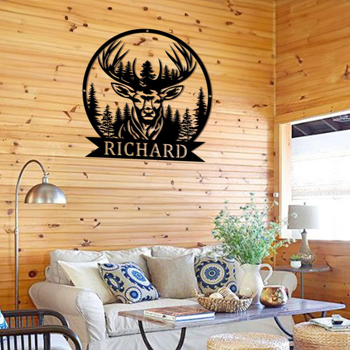 Custom Deer Mountain Metal Sign, Deer Cabin Sign, Deer Metal Wall Art, Deer Forest Sign, Outdoor Decor, Hunting Sign, Cabin / Lodge Decor