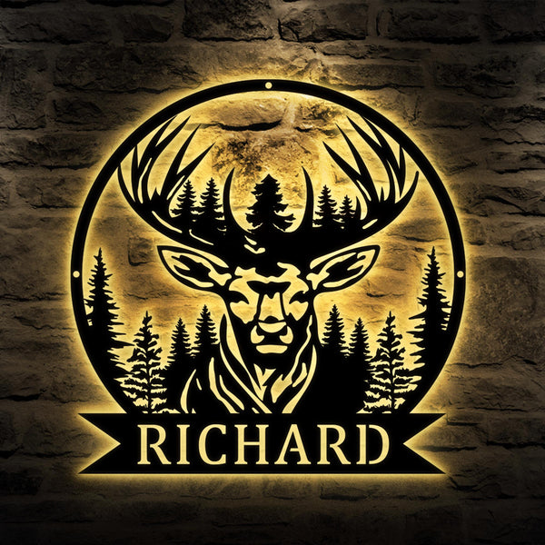 Custom Deer Mountain Metal Sign, Deer Cabin Sign, Deer Metal Wall Art, Deer Forest Sign, Outdoor Decor, Hunting Sign, Cabin / Lodge Decor