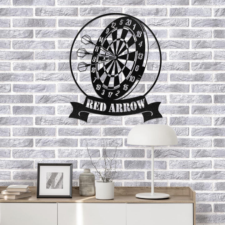 Custom Dartboard Metal Sign Wall Art With Led Lights, Personalized Dart Gamer Name Sign, Game Room Decor, Sport Wall Hanging, Home Decor