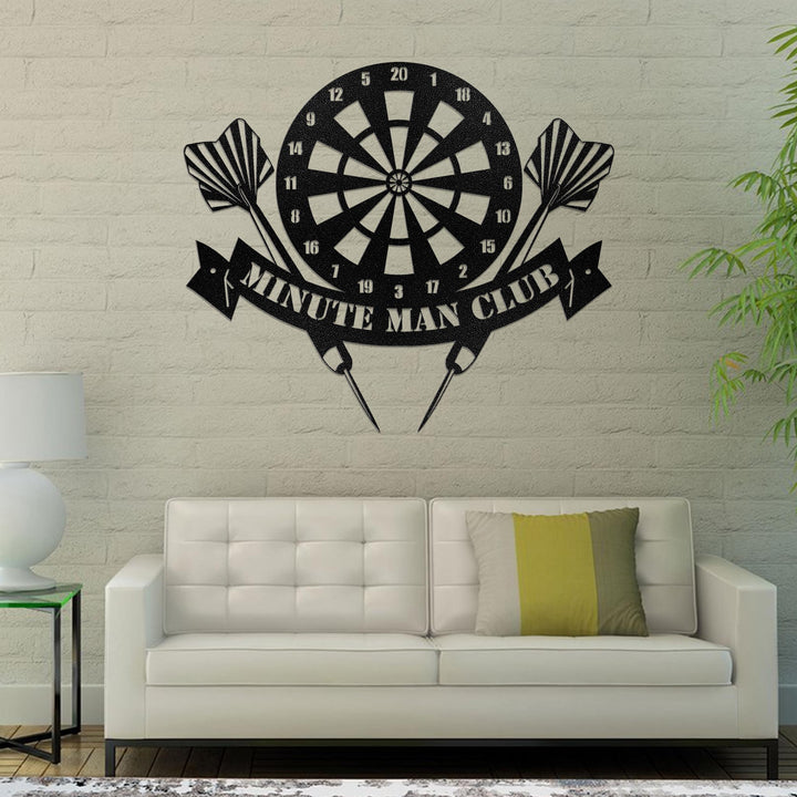 Darts Sport Monogram Metal Wall Art LED Lights, Custom Dartboard Metal Signs, Sport Metal Wall Decor, Darts Sport Wall Hanging, Game Decor