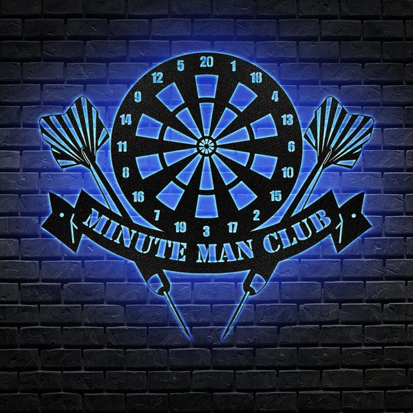 Darts Sport Monogram Metal Wall Art LED Lights, Custom Dartboard Metal Signs, Sport Metal Wall Decor, Darts Sport Wall Hanging, Game Decor