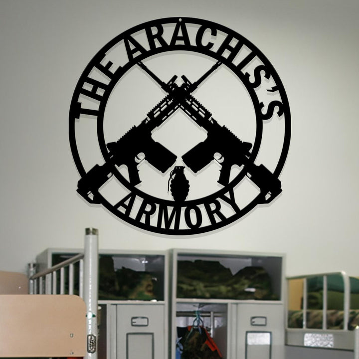 Personalized Gun Metal Sign, Gun Owner Gift, Armory Decor, Army Gift, Veteran Gift, Gun Metal Sign, Gun Gift, Armory Name Sign, Man Cave