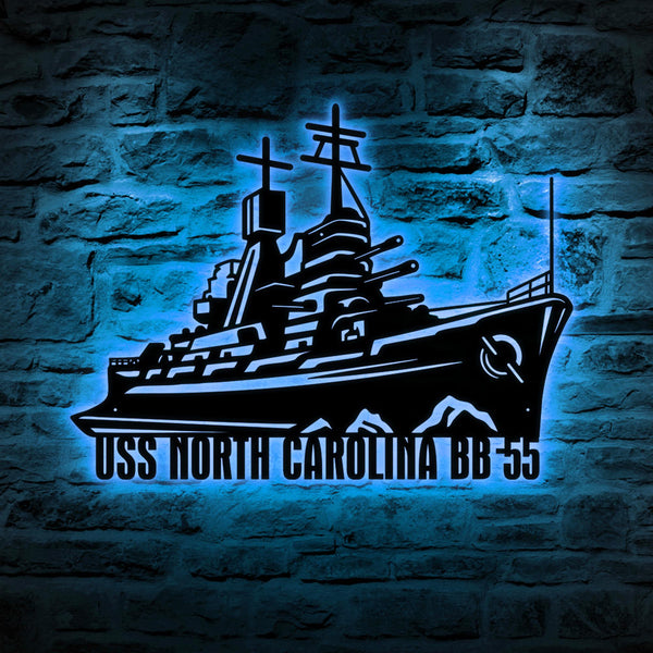 Custom US Navy Ships Metal Sign with Led Light, Battleship Metal Sign, Navy Veterans Gift, Navy Gifts For Men, Fathers Day Gift For Navy Dad