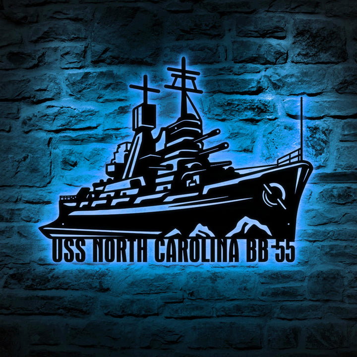Custom US Navy Ships Metal Sign with Led Light, Battleship Metal Sign, Navy Veterans Gift, Navy Gifts For Men, Fathers Day Gift For Navy Dad