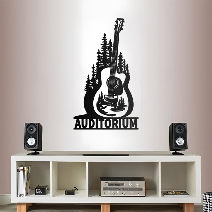 Custom Acoustic Guitar Metal Sign Wall Art with Led Lights, Personalized Player Name Sign, Musical Instrument Gift, Music Room Decor