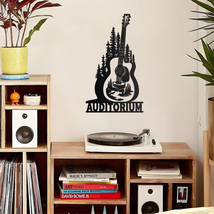 Custom Acoustic Guitar Metal Sign Wall Art with Led Lights, Personalized Player Name Sign, Musical Instrument Gift, Music Room Decor