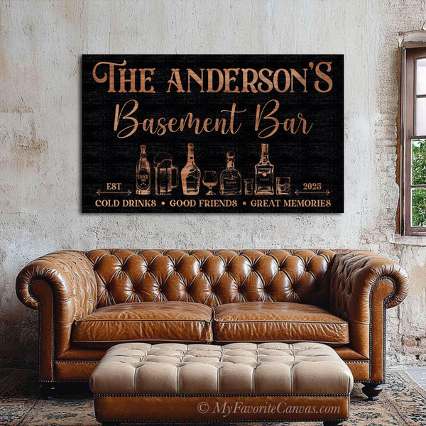 Custom Metal Basement Bar Sign – Personalized Man Cave Wall Art, Home Bar Decor, Beer Sign Gift for Dad, Him, Established Bar Metal Plaque