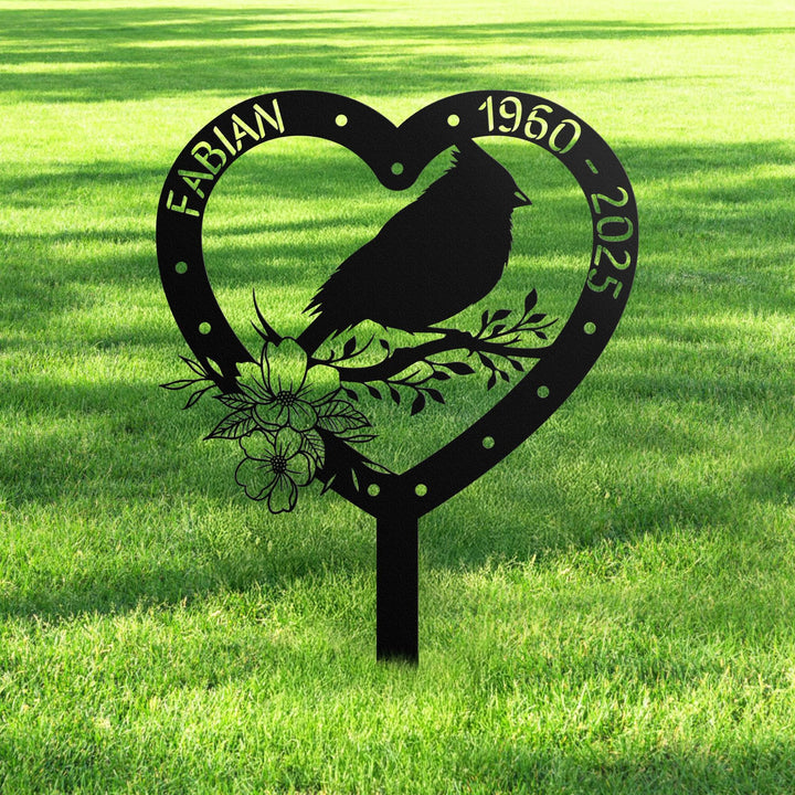 Custom Cardinal Bird Memorial Metal Stake, Bird Loss Memorial Stake, Pet Plaque Bird Lover, Cemetery Stake, Grave Marker, Sympathy Gift