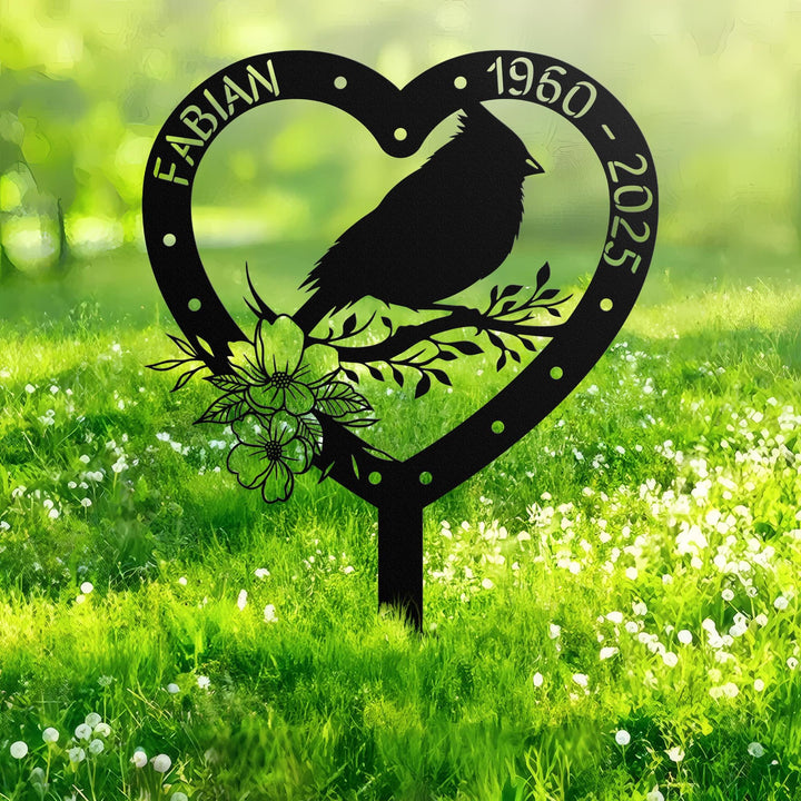 Custom Cardinal Bird Memorial Metal Stake, Bird Loss Memorial Stake, Pet Plaque Bird Lover, Cemetery Stake, Grave Marker, Sympathy Gift