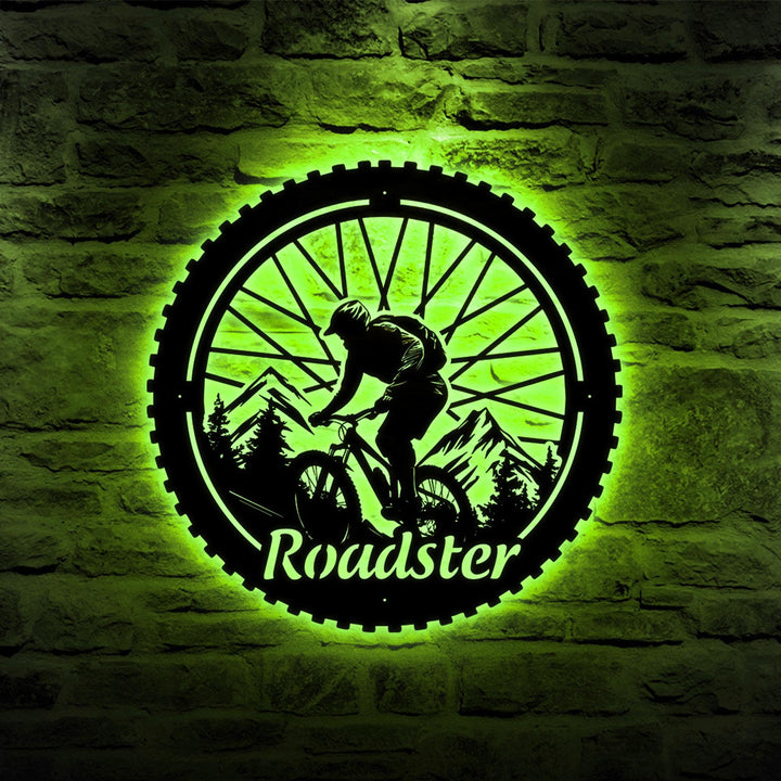Custom Biker Metal Sign, Bicycle Lover Gift, Cyclist Wall Hangings, Mountain Bike Art, Sports Wall Decor, Bicycle Wheel Decor,Gift For Biker