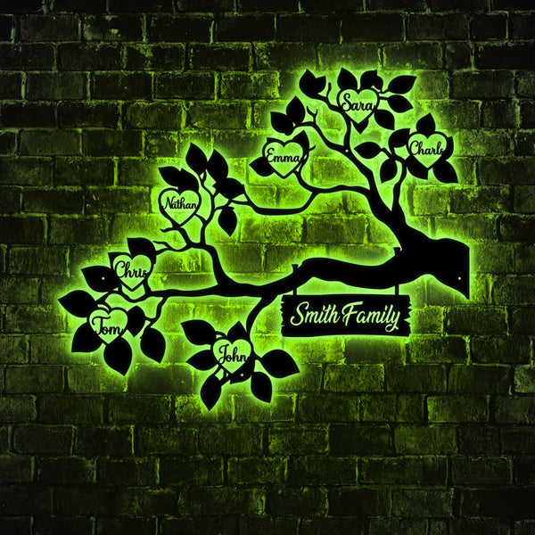 Custom Family Tree of Life Metal Sign, Personalized Family Names, Metal Wall Art Decor with Family Members, Anniversary Gift, Family Gift