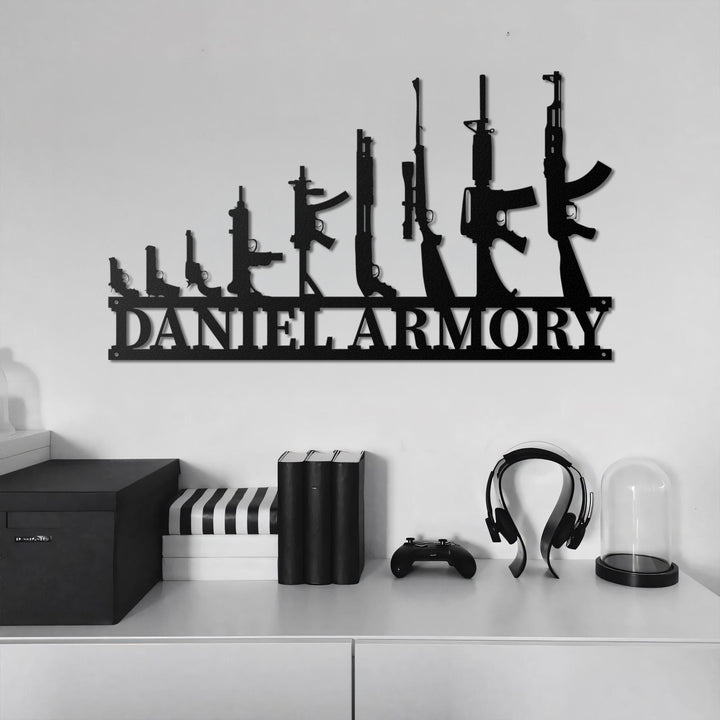 Custom Gun Metal Sign LED Light, Gun Metal Wall Art, Armory Sign, Armory Decor, Military Decor,2nd Amendment,Veteran Gift, Father's Day Gift