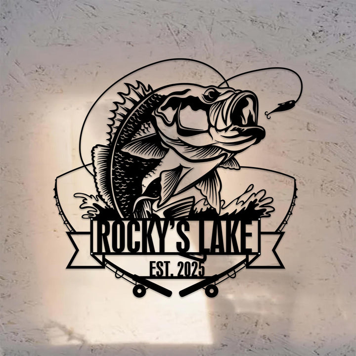 Custom Metal Fish Sign,Fishing Gifts for Men,Fishing Metal Art,Fisherman Gift,Fish Metal Name Sign,Bass Fishing Metal Sign,Father's Day Gift