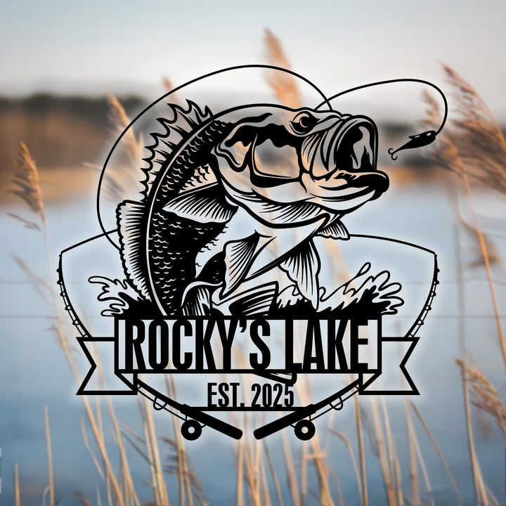 Custom Metal Fish Sign,Fishing Gifts for Men,Fishing Metal Art,Fisherman Gift,Fish Metal Name Sign,Bass Fishing Metal Sign,Father's Day Gift