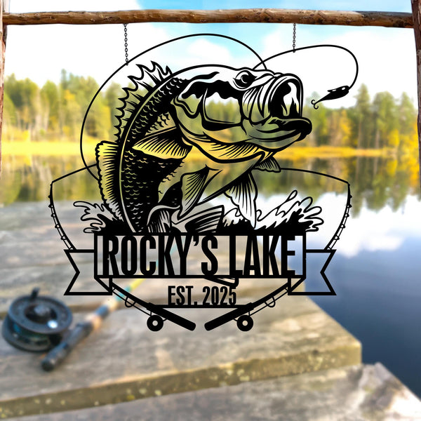 Custom Metal Fish Sign,Fishing Gifts for Men,Fishing Metal Art,Fisherman Gift,Fish Metal Name Sign,Bass Fishing Metal Sign,Father's Day Gift