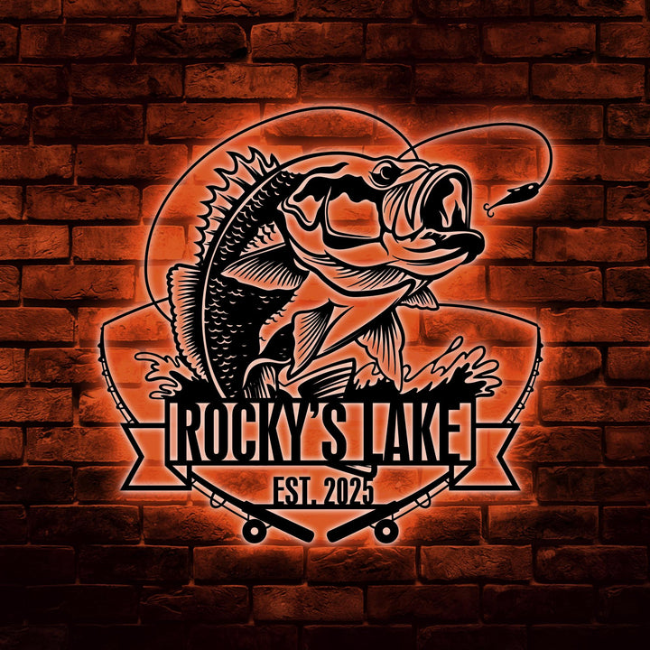 Custom Metal Fish Sign,Fishing Gifts for Men,Fishing Metal Art,Fisherman Gift,Fish Metal Name Sign,Bass Fishing Metal Sign,Father's Day Gift