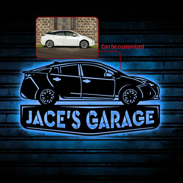 Personalized Your Own Car Sign With LED lights, Custom Car Metal Sign, Car Garage Sign, Gift For Dad, Man Cave Sign, Father's Day Sign