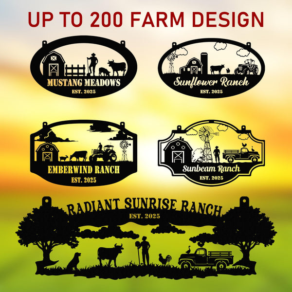Personalized Metal Farm Sign, Custom Every Farm Sign, Large Farm Sign, Farmville Metal Sign, Farm Gate Sign, Farm Sign with all farm Pets
