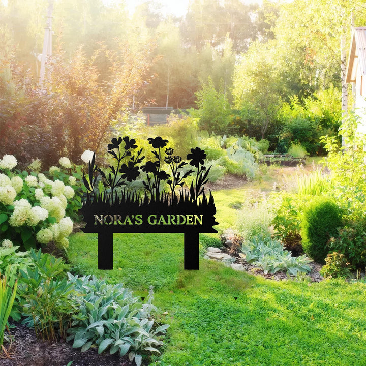 Personalized Floral Metal Garden Stake Sign, Custom Flower Garden Metal Stake, Gift For Garden Lover, Metal Garden Sign, Yard Garden Stake